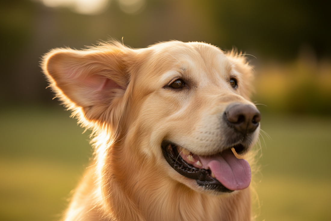 Chien en bonne santé avec oreilles propres grâce aux soins naturels